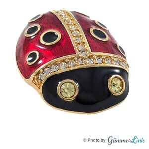 Swarovski Black & Red Enamel Crystals Ladybug Huge Brooch Pin